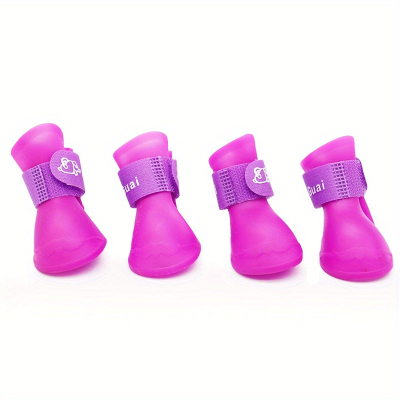 Pet silicone rain boots non-slip waterproof wear-resistant soft bottom can not drop dog shoes small dogs and cats Teddy rain boots