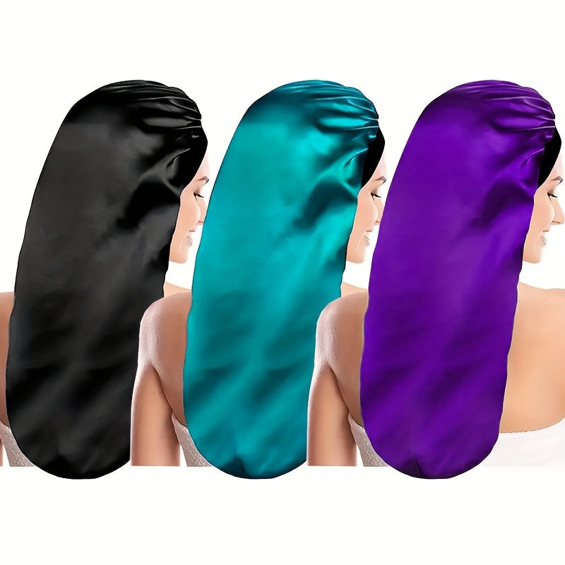 [1pc Satin Sleep Bonnet] 1pc Extra Large Satin Sleep Bonnet for Women - Long Hair Protection for Straight Curly Dreadlock And Braids, Night Cap - Bathroom Accessories