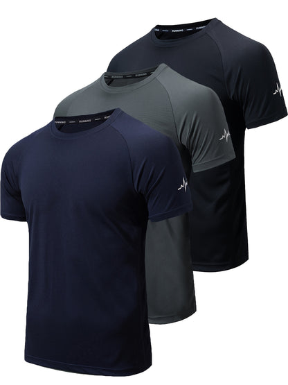 3pcs Compression Shirts Men Short Sleeve Athletic Moisture Wicking Baselayer Undershirt Gear Tshirt for Sports Workout