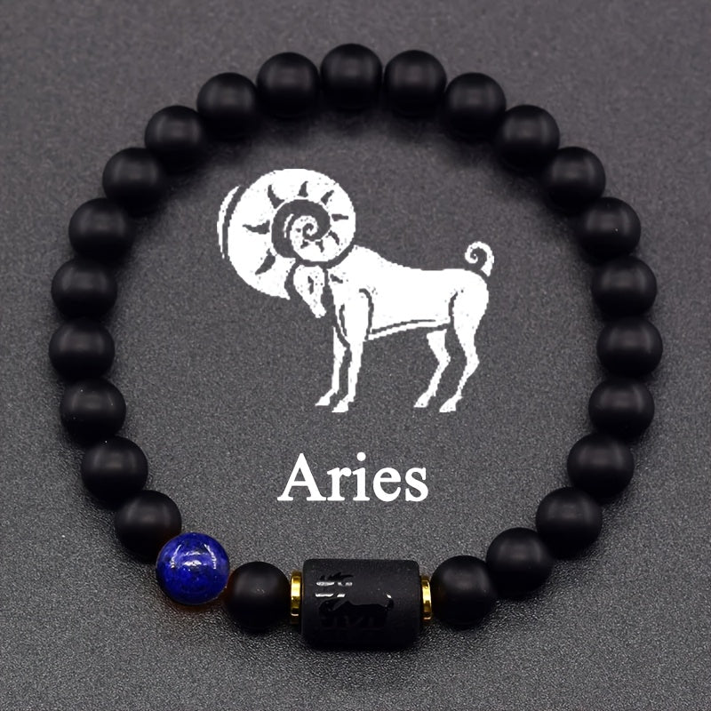 [Zodiac Stones Bracelet] Natural Stones Elastic Bracelet | Representing The 12 Zodiac Signs, Featuring a Card Design for Couples, Perfect As a Valentine's Day Or Birthday Gift for Partners And Friends