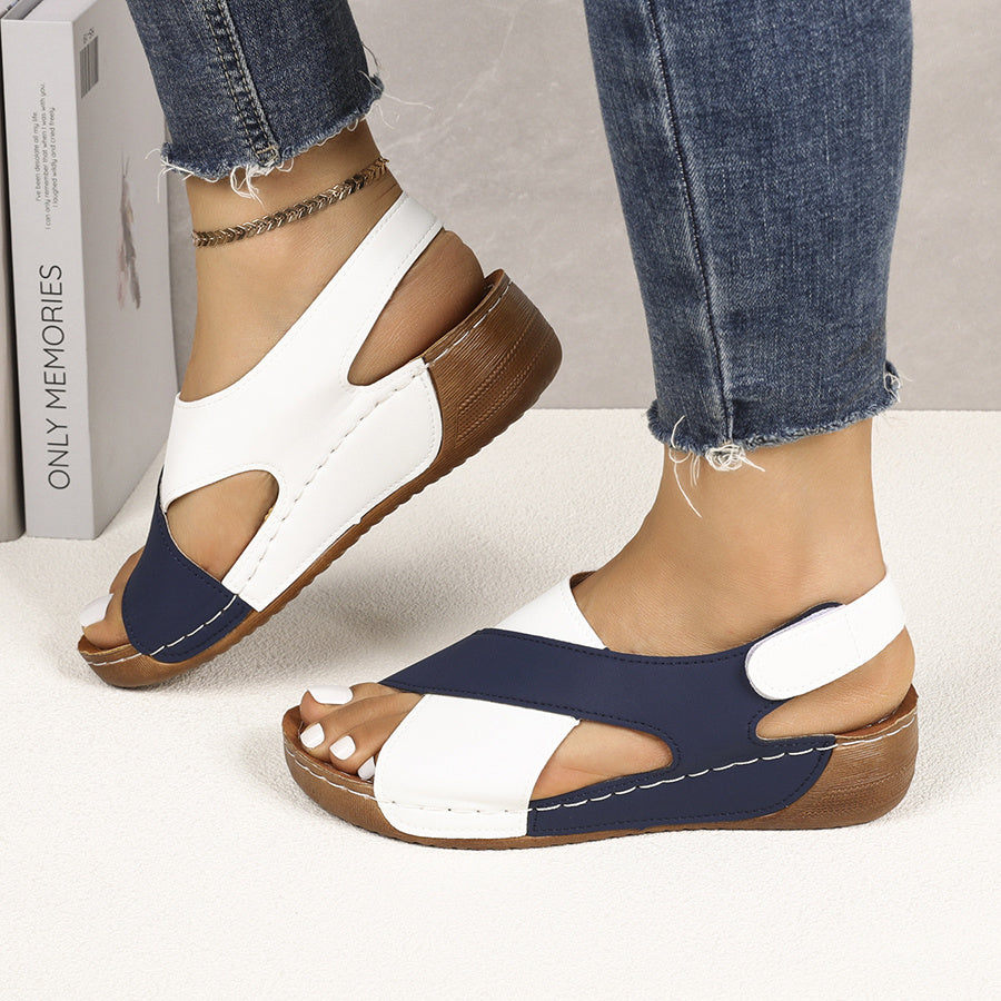 [Women's Thick-Soled Sandals] Women's Color Block Thick-Soled Sandals - Versatile Open-Toe Classic Summer Shoes, Women Shoes