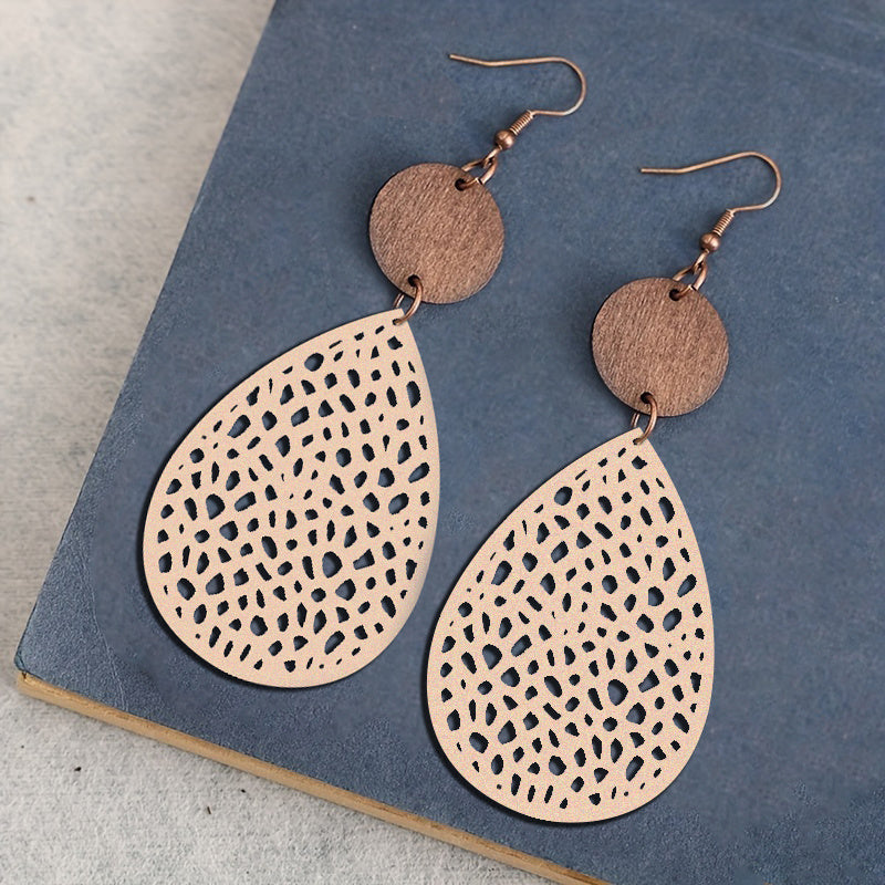 Vintage Style Hollow-Out PU Leather Drop Earrings, Iron Post, Non-Feather, for Daily Wear & Gifting, Versatile Jewelry | Vintage Earrings | Iron Ear Hooks, Novelty Earrings