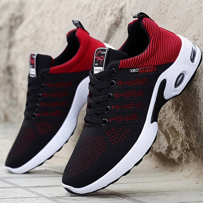 Breathable and comfortable Men's sports shoes, fashionable woven knitting, shock-absorbing, mid top lace up, suitable for outdoor sports and jogging walking