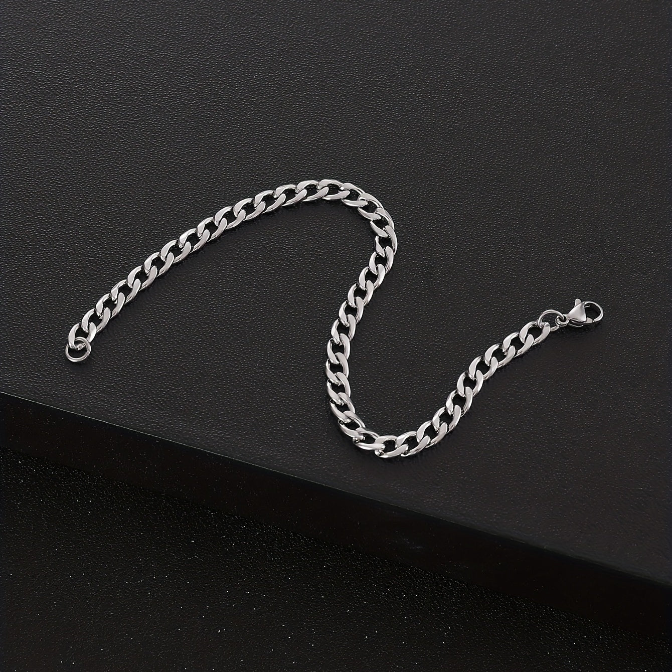 [Popular Chain Bracelet] 1pc Men's Stainless Steel Minimalist Silvery Chain Bracelet | Hip Hop Punk Style Fashionable Popular Jewelry Gift Party