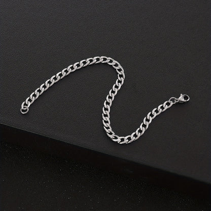 [Popular Chain Bracelet] 1pc Men's Stainless Steel Minimalist Silvery Chain Bracelet | Hip Hop Punk Style Fashionable Popular Jewelry Gift Party