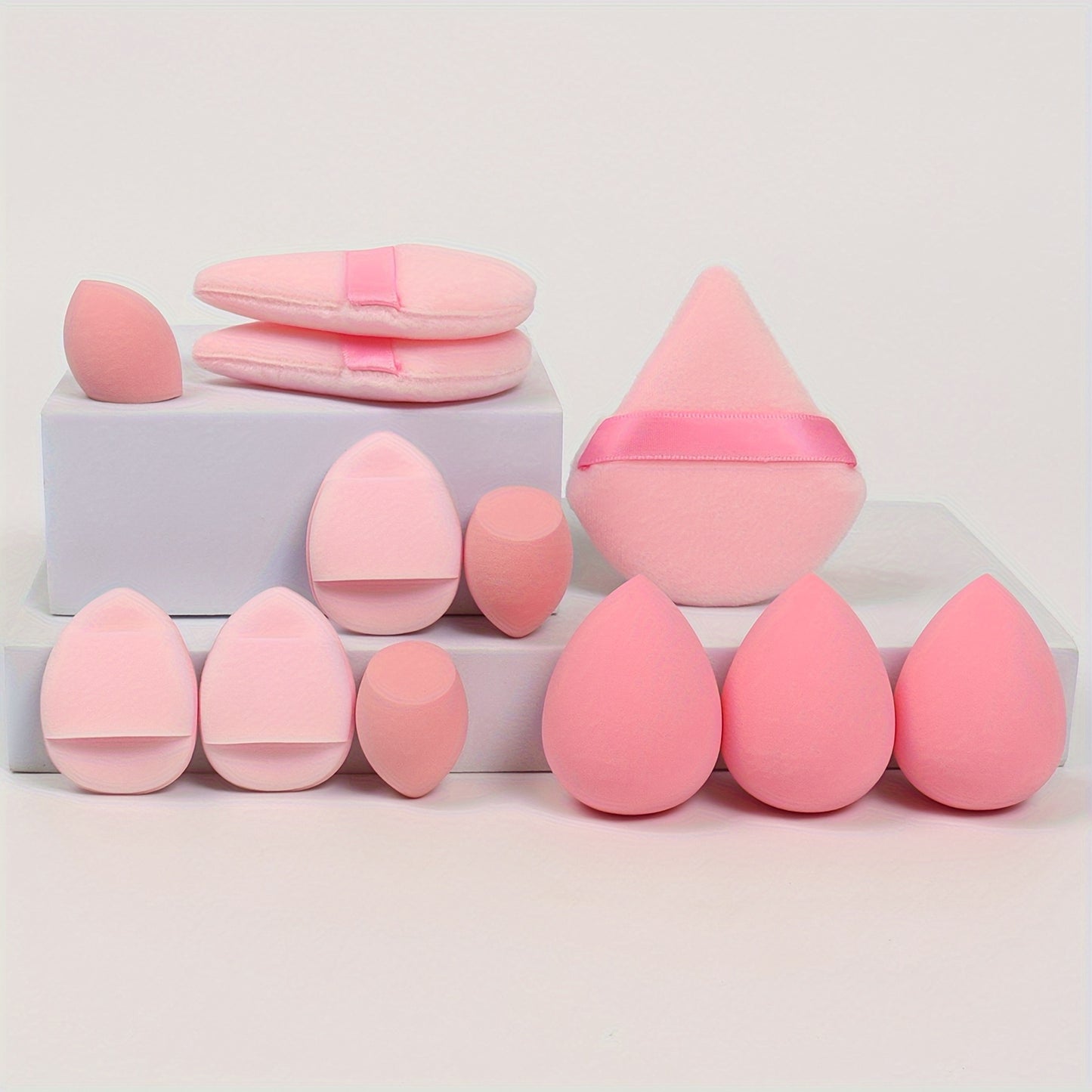 12pcs All-In-One Makeup Sponge Set, Consists of 3 Loose Powder Puffs, 3 Puffs, 3 Makeup Sponges And 3 Makeup Sponges. Foundation Blending Beauty Sponge, Liquid, Cream And Powder Flawless, Latex-Free Wet And Dry Dual-Use Foundation Makeup Cream