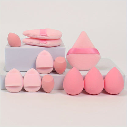 12pcs All-In-One Makeup Sponge Set, Consists of 3 Loose Powder Puffs, 3 Puffs, 3 Makeup Sponges And 3 Makeup Sponges. Foundation Blending Beauty Sponge, Liquid, Cream And Powder Flawless, Latex-Free Wet And Dry Dual-Use Foundation Makeup Cream