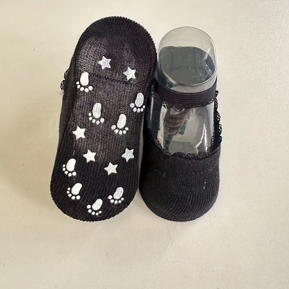 Girls' Elastic Lace-Up Boat Socks with Stretchable Non-Slip Sole