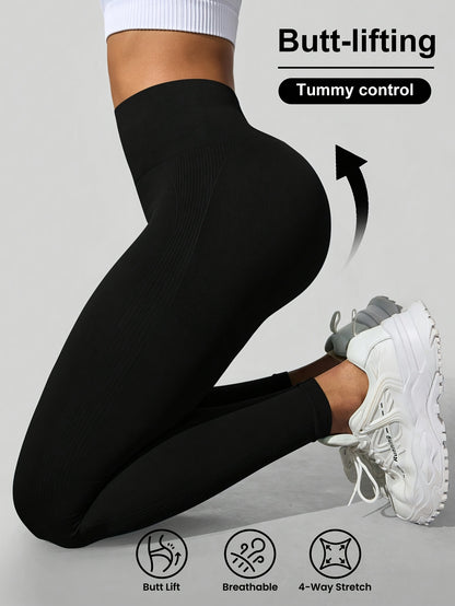 Seamless Motion High-Elastic Casual Leggings in Black