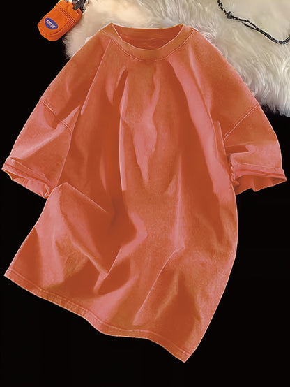 8.47 oz Heavyweight Pure Washed And Distressed Couple'S Unisex Loose American Retro Short-Sleeve T-Shirt for Spring And Summer, Trendy Men'S T-Shirt