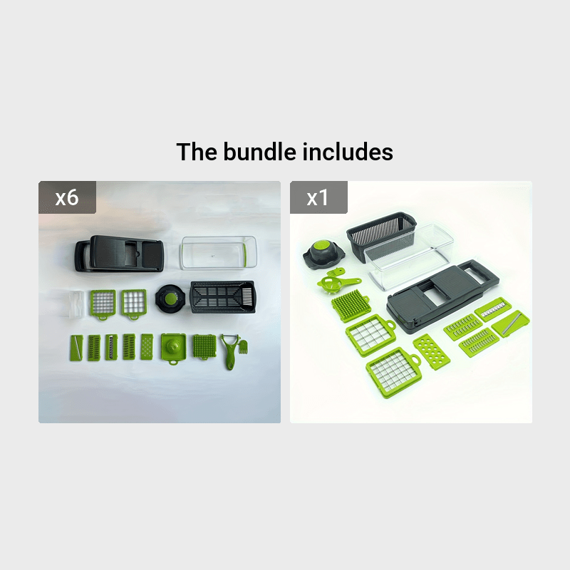 12/16pcs Multi-function Vegetable Cutter Dicer Slicer | Manual Operation, Stainless Steel Blades, Rectangle Shape, Plastic Body, Brand RZSYZH