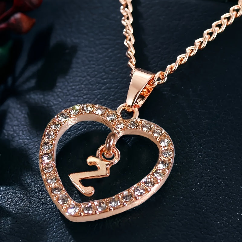 Women'S Initial Letter Necklace Featuring a Heart Pendant Made of Synthetic Zirconia with 26 Letters.