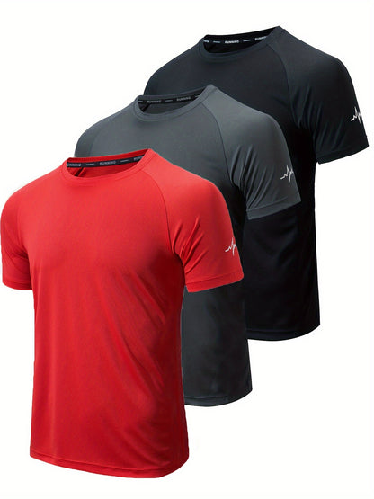3pcs Compression Shirts Men Short Sleeve Athletic Moisture Wicking Baselayer Undershirt Gear Tshirt for Sports Workout
