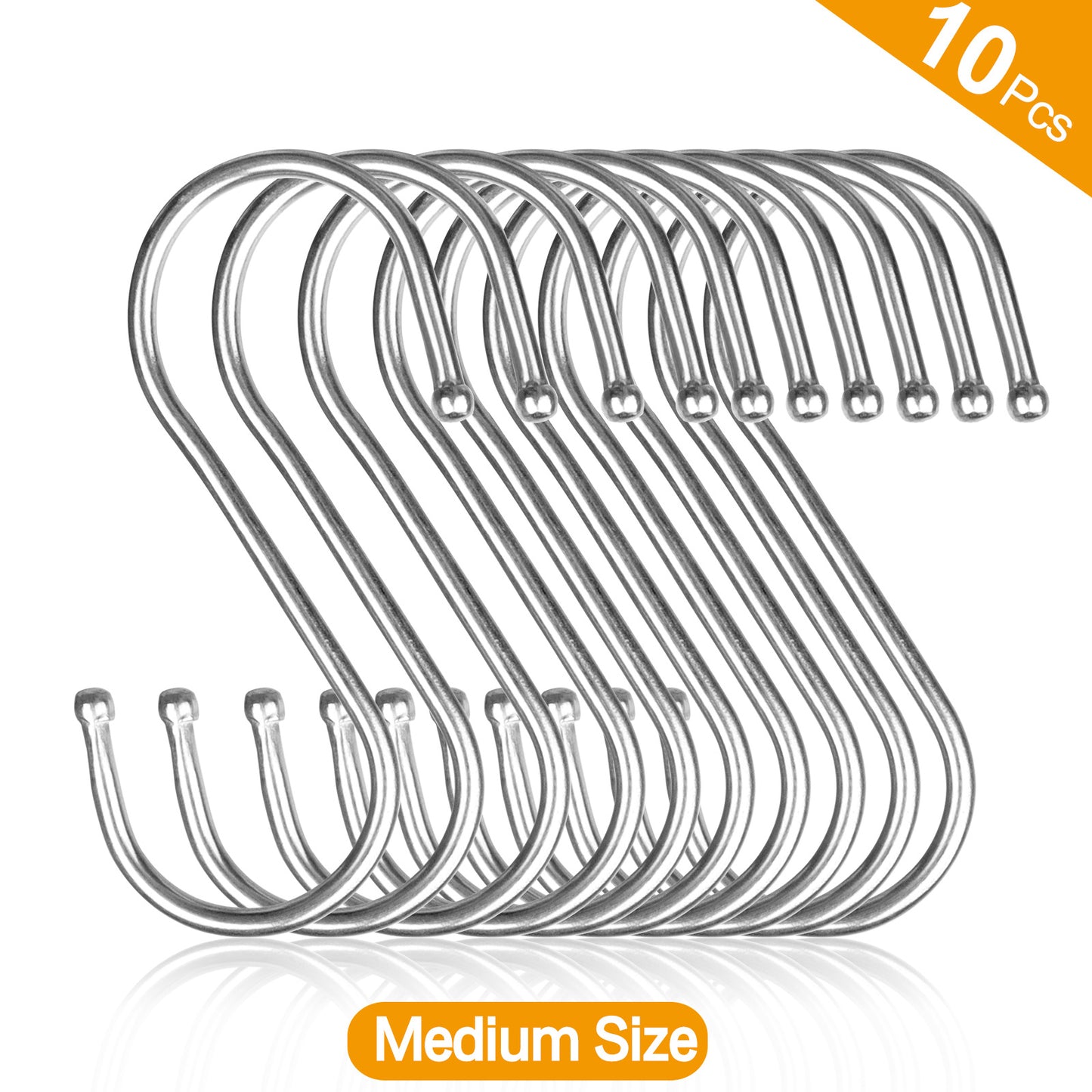 10pcs Extra Large S-shaped Hook, Heavy Stainless Steel Hook - Kitchen Hook Household S-shaped Metal Steel Pipe S-hook Has Many Uses, Which Is Very Suitable for Clothing, Kitchen Utensils, Tableware, Plants, Towels, Garden Tool
