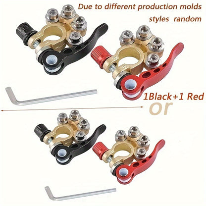[Brass Battery Terminal Connectors] 2pcs Heavy Duty Brass Battery Terminal Connectors - 4-Way Quick Disconnect for Cars, Trucks & Boats
