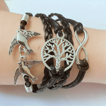 European and American Fashion Jewelry Owl Heart Number 8  Braided Bracelet