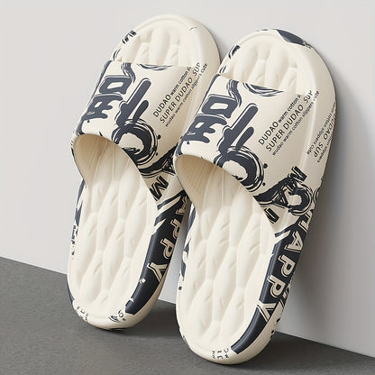 Graffiti Men's Slippers, Fashionable and Trendy for Outdoor Wear, Japanese and Korean Style, Soft and Comfortable EVA Material
