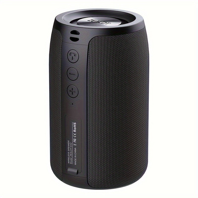 ZEALOT S32 10W Wireless Speaker, Portable with Deep Bass, TWS Support for Dual Pairing, 1800mAh Battery, 8 Hours of Game Time with Loud Stereo Sound, Pole-Mounted Subwoofer. Includes Charging Cable and Auxiliary Cable, Compatible with Memory Card/USB