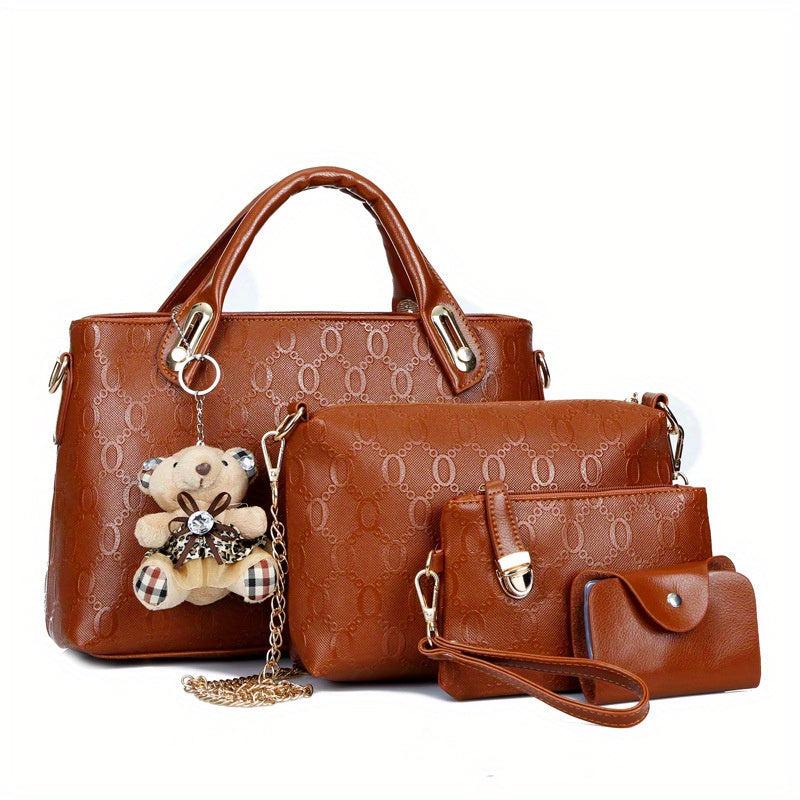 New Fashion Casual Bear Four-Piece Set: Shoulder, Crossbody, and Handbag for Women