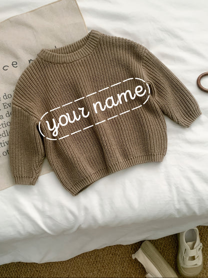 Girls' Casual Sweater with Personalized Name on Chest Area, Customizable, Perfect for Holiday Gifts