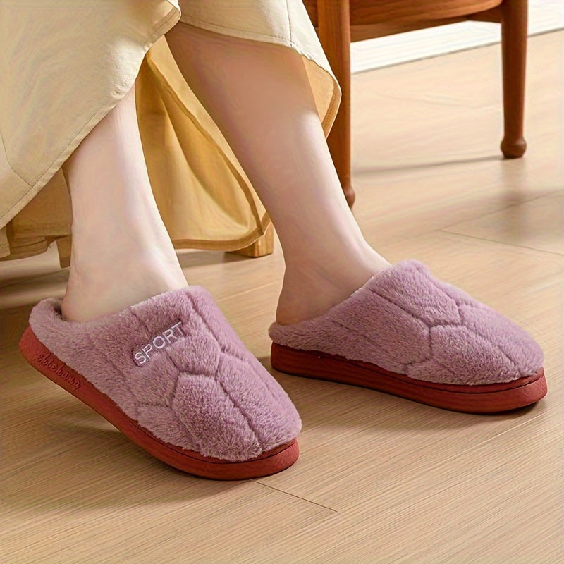 Indoor Household Thick-Soled Non-Slip Warm Slippers for Autumn And Winter, Women Shoes