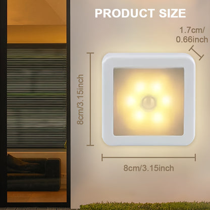 Smart Motion Sensor 6-LED Floor/Ceiling/Wall Light - Wireless, IP44, Auto On/Off, Energy Saving, Plug-and-Play Installation, Modern Square Design. Suitable for Hallways, Stairs, Living Rooms, Bedrooms (Batteries Not Included). Ideal for Home, Garage