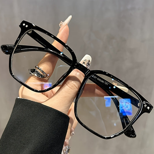 Unisex Square Blue Light Blocking Glasses, Suitable for Computers, TVs, and Phones, with Clear Lenses, Lightweight and Comfortable