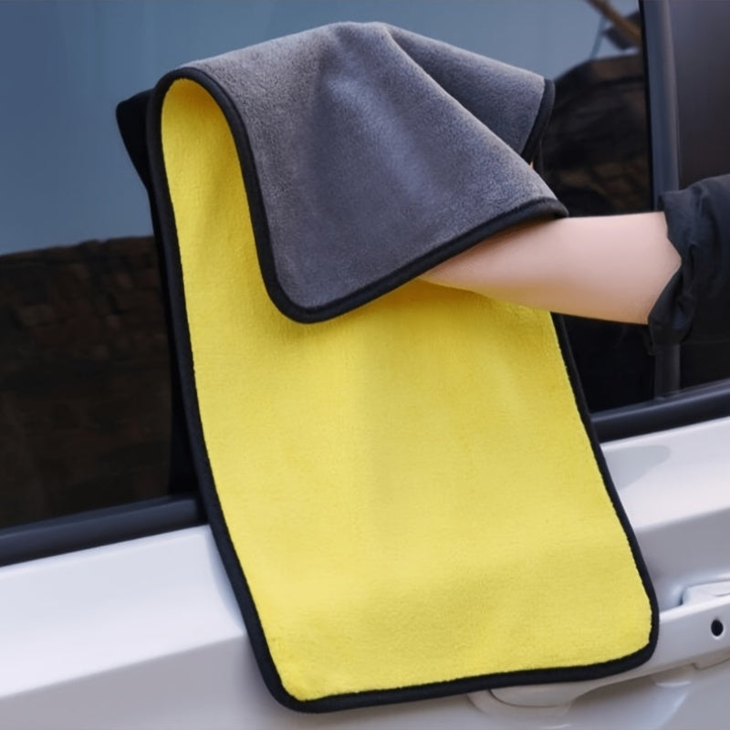 Thickened Ultra-Fine Microfiber Car Cleaning Cloth - Absorbent Towel, Suitable for Car Windows, Interior And Exterior, Yellow And Black Design, Perfect for Car Washing And Maintenance
