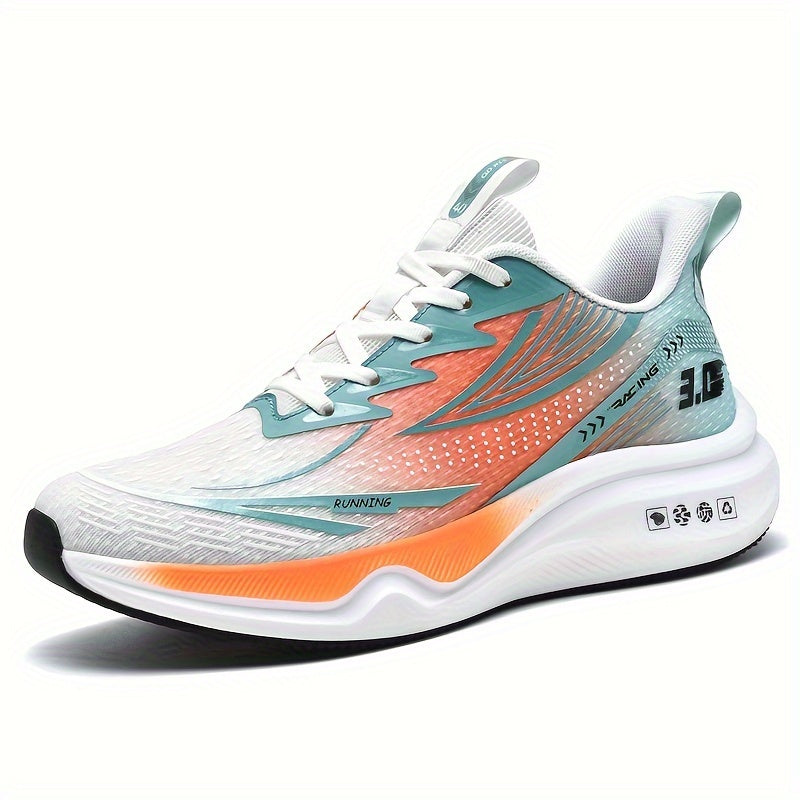 Men's Breathable Mesh Running Shoes - Casual Athletic Sneakers with Striped Design, Lace-Up, Perfect for Spring/Summer/Fall