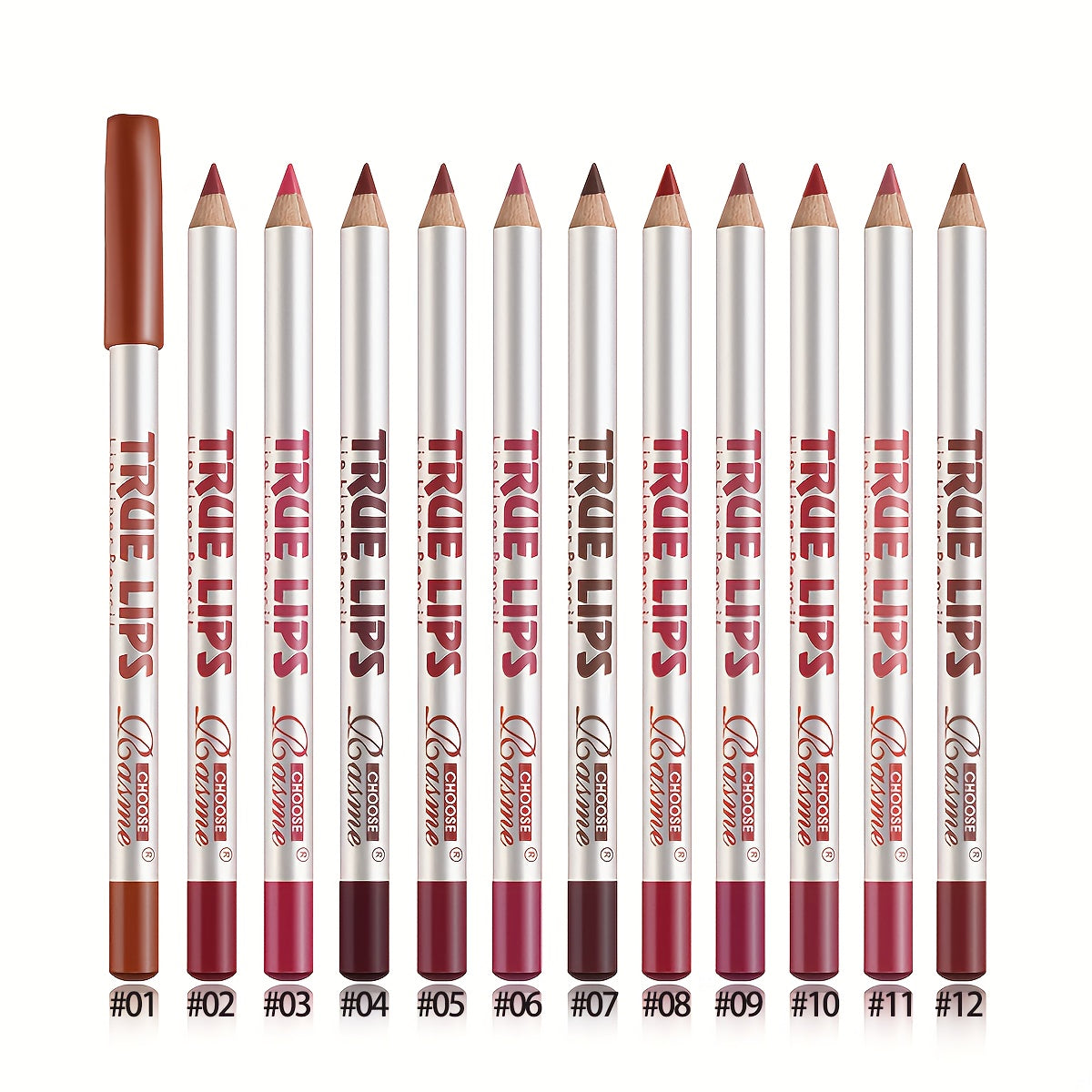 [Matte Lip Liner & Lipstick Set] 12pcs/set Long-Lasting Matte Lip Liner & Lipstick Pencil - Non-Stick Formula, Vibrant Reds & Browns, Sulfate-Free for All Skin Types