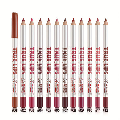 [Matte Lip Liner & Lipstick Set] 12pcs/set Long-Lasting Matte Lip Liner & Lipstick Pencil - Non-Stick Formula, Vibrant Reds & Browns, Sulfate-Free for All Skin Types