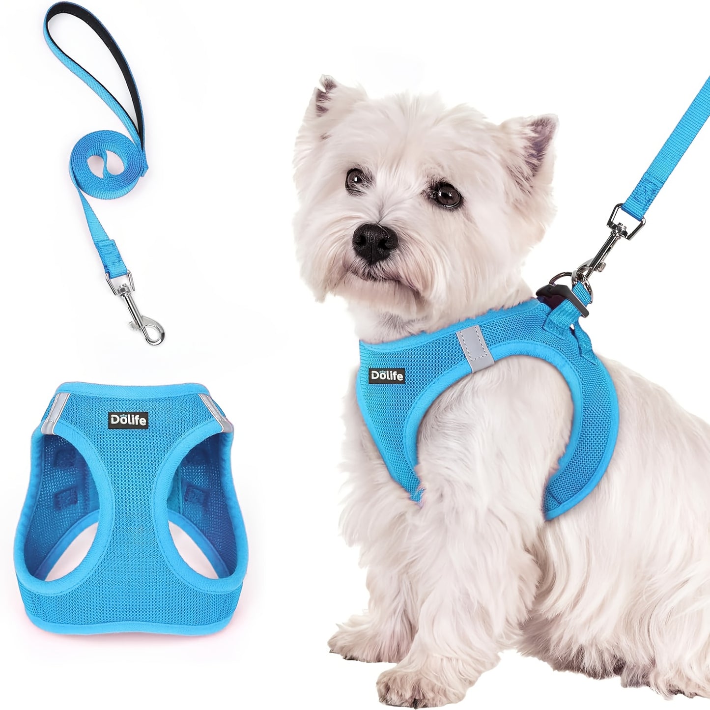 [Dog Harness & Leash] Step-In Dog Harness And Leash Set, All-Weather Breathable Mesh, Reflective, Soft And Lightweight Pet Vest, Suitable for Small Dogs And Puppies, Without Battery