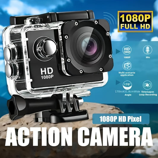A 140° Wide-Angle 1080P High-Definition Action Camera with a 5.08 Cm LCD Display - Captures Ultra-High-Definition Footage, Features Automatic Exposure, a Fisheye Lens, And Can Be Powered by Battery Or USB, Supports MP4 Format