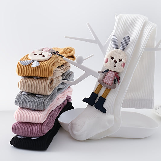 1pc, 0-8 Years, Baby Leggings, Spring/Autumn Rabbit Eating Carrot, Breathable Children's Tights, Can Be Worn as Outerwear, Versatile, Timeless Classic, Girls' Footed Pants, Vintage Fresh Style, Soft and Skin-Friendly, Multiple Colors Available