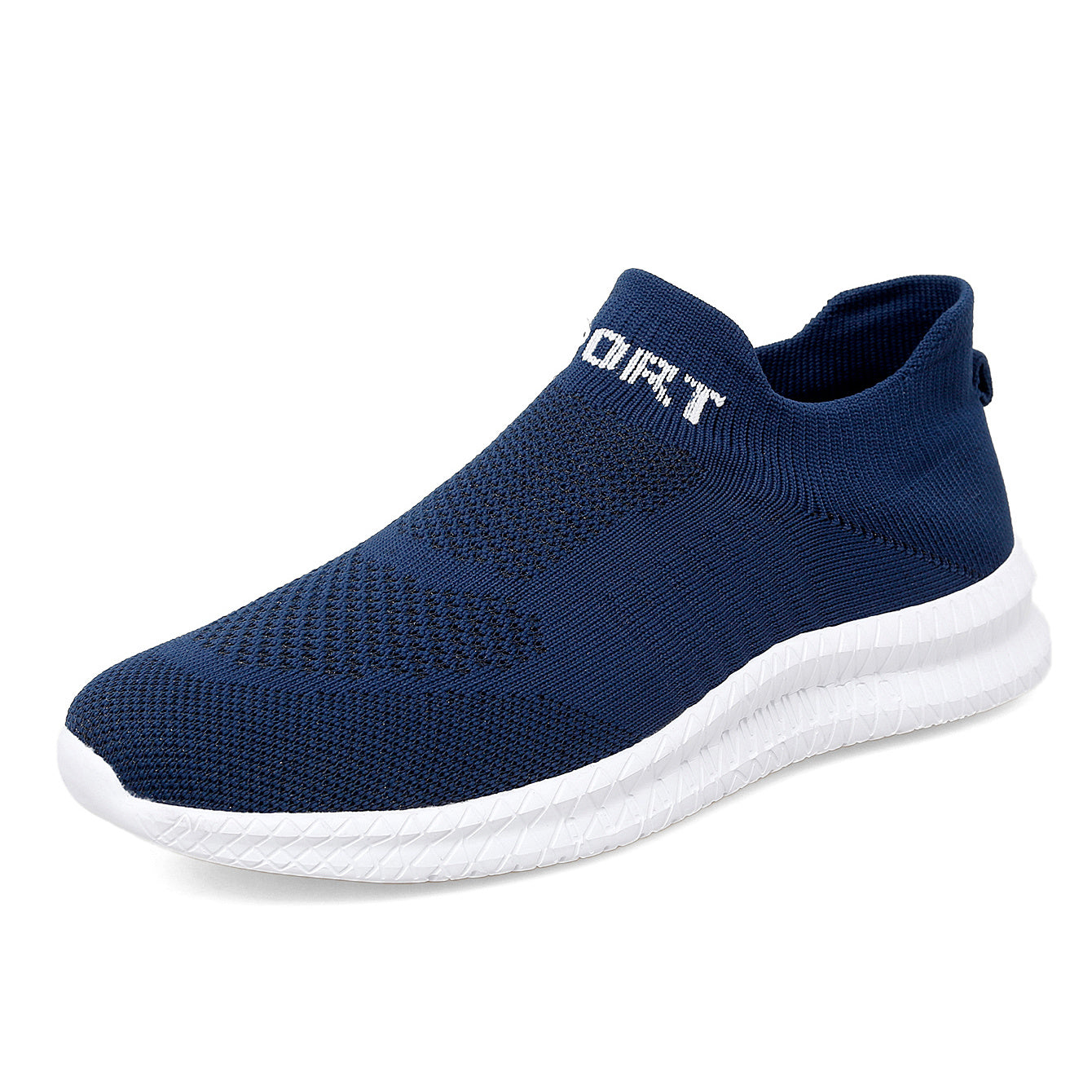 Men's Knit Breathable Slip On Comfy Sneakers, Lightweight Non Slip Running Shoes, Spring And Summer