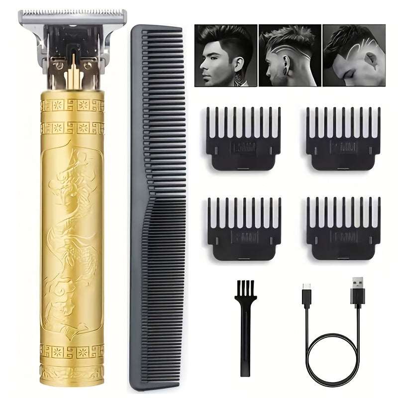 [USB-Rechargeable Grooming Kit] YAIAWISU Men's Cordless Electric Hair Clippers & Beard Trimmer with LCD Screen, USB-Rechargeable Cordless Grooming Kit, T-Blade Trimmer with Guide Comb Suitable for Hair, Shaving, and Scalp Trimming