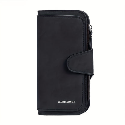 Multi Card Slots Retro Minimalist Short Wallet, Solid Color Clutch Credit Card Case