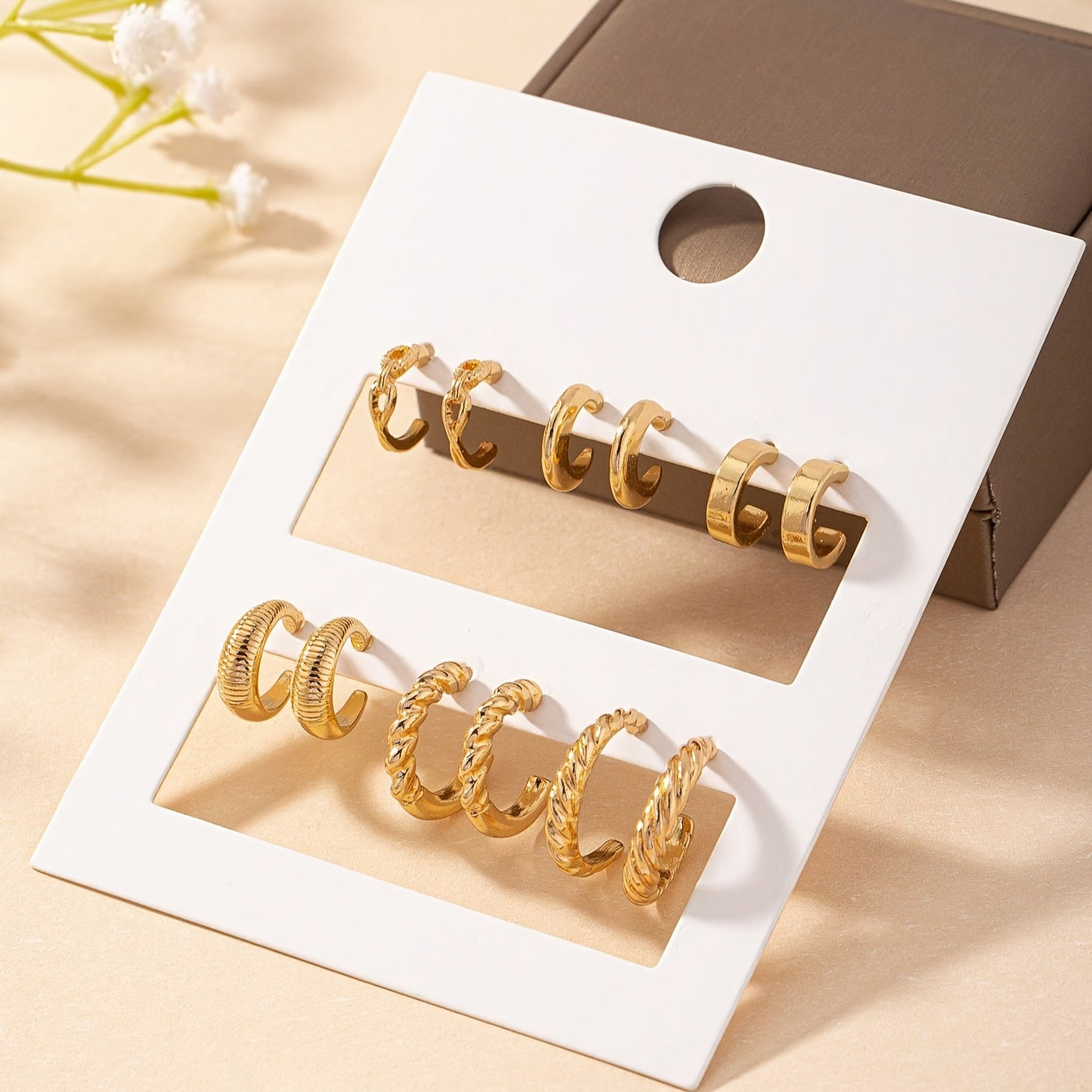 Zinc Alloy Simple Hoop Earrings for Daily Wear Dating Ear Jewelry Decor