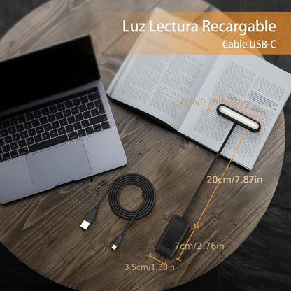 Rechargeable Eye Care Book Light with Memory Function - Clip on Reading Light for Book Lights Reading Night In Bed