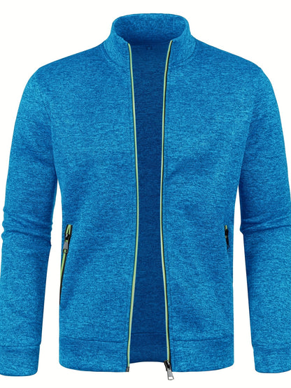 [Full Zip Up Cardigan Sweater] Elegant Mid Stretch Cardigan, Men's Casual Full Zip Up Cardigan Sweater Coat For Fall Winter