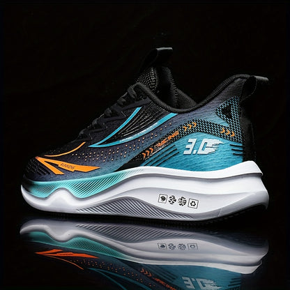 Men's Breathable Mesh Running Shoes - Casual Athletic Sneakers with Striped Design, Lace-Up, Perfect for Spring/Summer/Fall