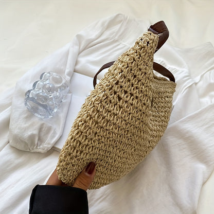 [Summer Rattan Bag] Handmade Rattan Crossbody Bags | Women Saddle Straw Woven Shoulder Bag Small Handbags