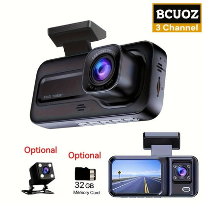 3 Lens Camara Para auto, Car dashcam 1080P Front | 480P Interior & Rear Cams Dashcam, Car Accessories | Car DVR | Video Recorder Car | Parking Monitoring Insede IR Night Vision, Loop Recording, Halloween/Christmas/gift.