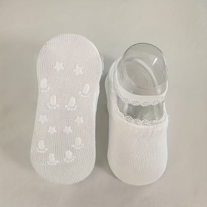 Girls' Elastic Lace-Up Boat Socks with Stretchable Non-Slip Sole
