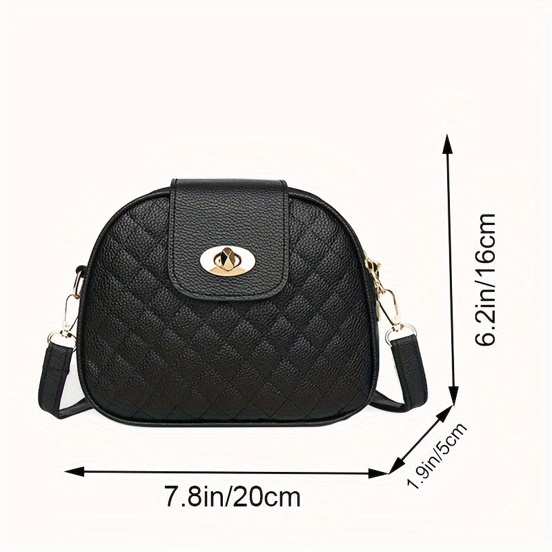 New Stylish Women's Crossbody Bag, Small Vintage Phone Pouch, Korean Style Casual Versatile Rhombus Small Round Shoulder Bag [Zipper Pull Direction Random]