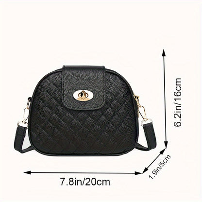 New Stylish Women's Crossbody Bag, Small Vintage Phone Pouch, Korean Style Casual Versatile Rhombus Small Round Shoulder Bag [Zipper Pull Direction Random]