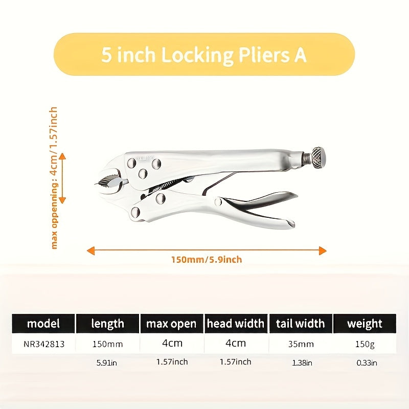 DELIXI ELECTRIC 6/7inch Locking Pliers Wire Cutters Premium Cr-V Construction Curved Jaw Locking Pliers with Wire Cutter Fit, Compact and Portable, for Clamping Twisting Welding