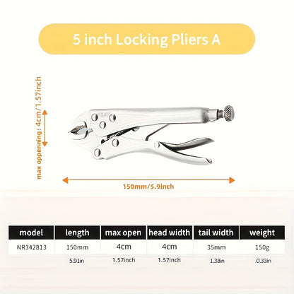 DELIXI ELECTRIC 6/7inch Locking Pliers Wire Cutters Premium Cr-V Construction Curved Jaw Locking Pliers with Wire Cutter Fit, Compact and Portable, for Clamping Twisting Welding