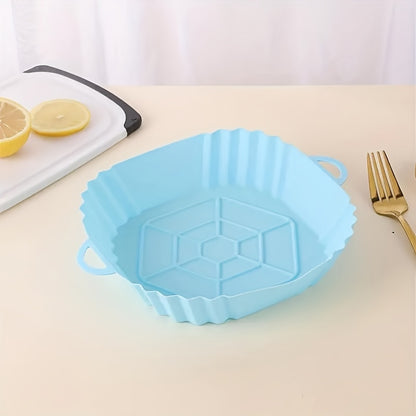 Air Fryer Baking Pan, Reusable Non-Stick Silicone Basket & Square Tray, Compatible for All Air Fryers Toaster Ovens, Easy-Clean Durable Silicone Pan Liner, for Healthy Roasting Broiling Warming, 1pc