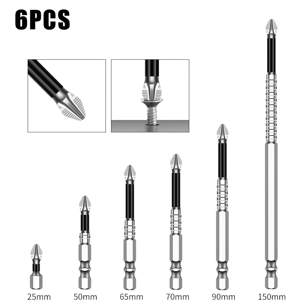 High Hardness Metal JGZUI S2 Strong Magnetic Precision Screwdriver Bits - Non-Slip Cross Torx, No Battery Required, Magnetic Tip for Electric Drills